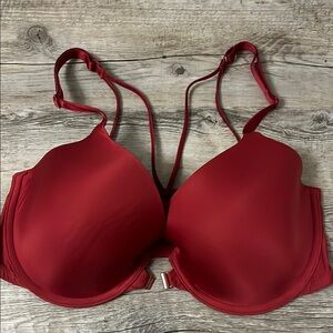 Victoria's Secret Red Padded Bra with Plunging Neckline